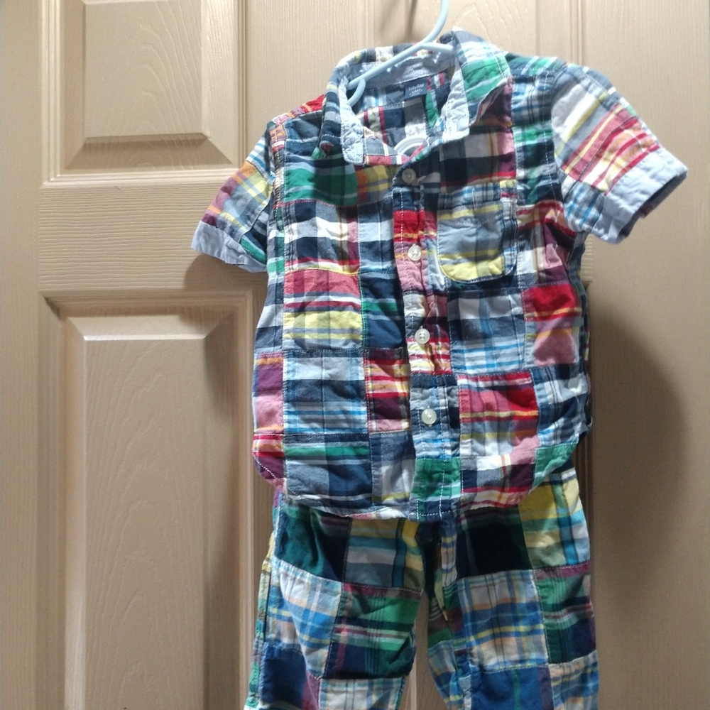 Baby Gap Madras patchwork shirt and pants 12-18